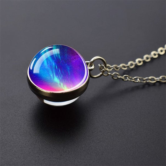 Unique Galaxy Nebula Silver Necklace - Universe Jewelry - Double Side Glass Ball Pendent Necklace - Perfect Astronomy Lovers Gift 4