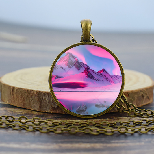Unique Aurora Borealis Bronze Necklace - Northern Light Jewelry - Glass Dome Pendent Necklace - Perfect Aurora Lovers Gift 11