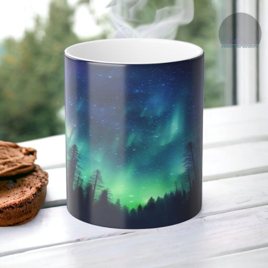 Enchanting Aurora Borealis Heat Sensitive Mug - Northern Lights Magic Color Morphing Mug 11oz - Heat Reactive Night Sky Coffee Cup - Perfect Gift for Nature Lovers 9