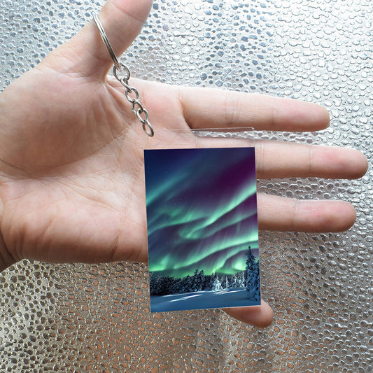 Unique Aurora Borealis Acrylic Keyring - Northern Light Jewelry - 1-sided Acrylic Key Chain - Perfect Aurora Lovers Gift 1