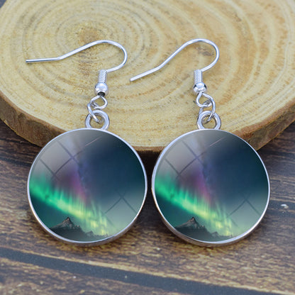 Unique Aurora Borealis Drop Earrings - Northern Lights Jewelry - Glass Cabochon Dangle Earrings - Perfect Aurora Lovers Gift 32