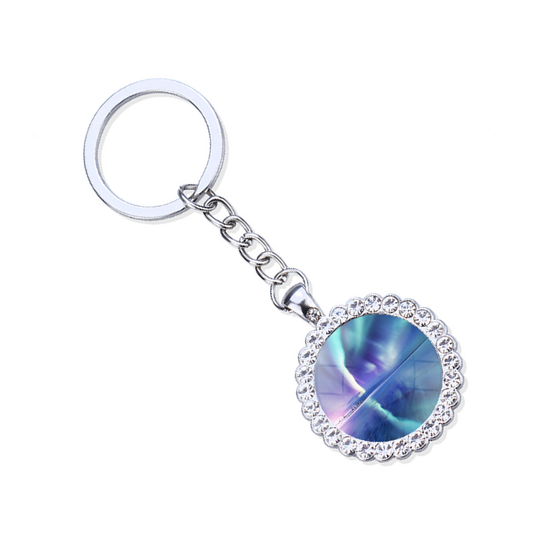 Aurora Borealis Silver Keyring - Northern Light Jewelry - Rhinestones Glass Key Chain - Perfect Aurora Lovers Gift 3