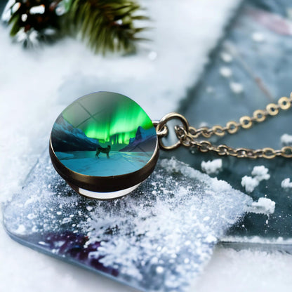 Unique Aurora Borealis Silver Necklace - Northern Light Jewelry - Double Side Glass Ball Pendent Necklace - Perfect Aurora Lovers Gift 16