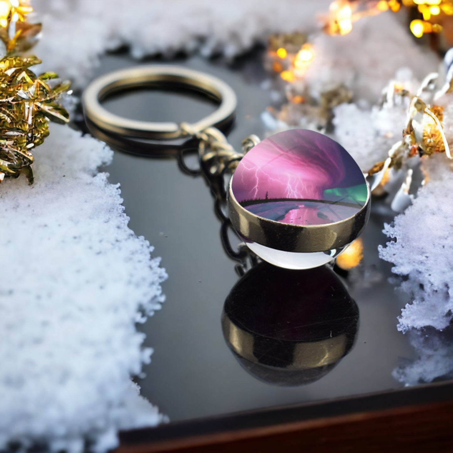 Unique Aurora Borealis Keyring - Northern Light Jewelry - Double Side Glass Ball Key Chain - Perfect Aurora Lovers Gift 26