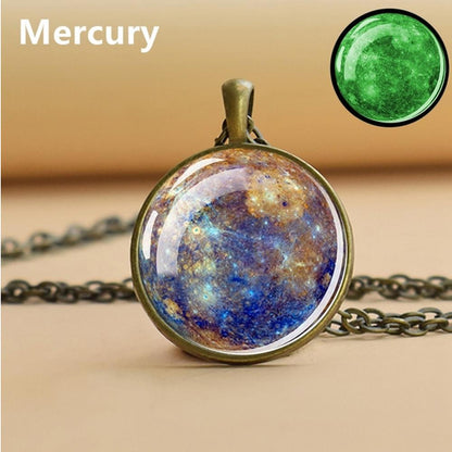 Unique Galaxy Solar System Bronze Necklace - Universe Jewelry - Glass Dome Pendent Necklace - Perfect Astronomy Lovers Gift