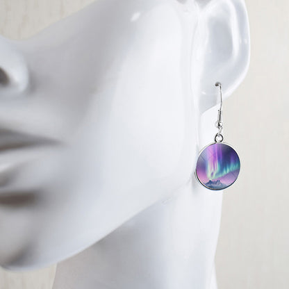 Unique Aurora Borealis Drop Earrings - Northern Lights Jewelry - Glass Cabochon Dangle Earrings - Perfect Aurora Lovers Gift 27