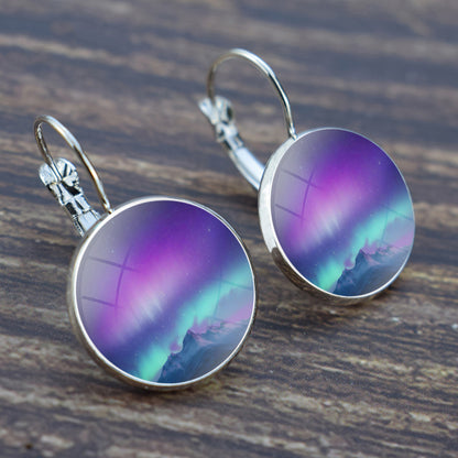 Unique Aurora Borealis Hook Earrings - Northern Lights Jewelry - Glass Cabochon Drop Earrings - Perfect Aurora Lovers Gift 28