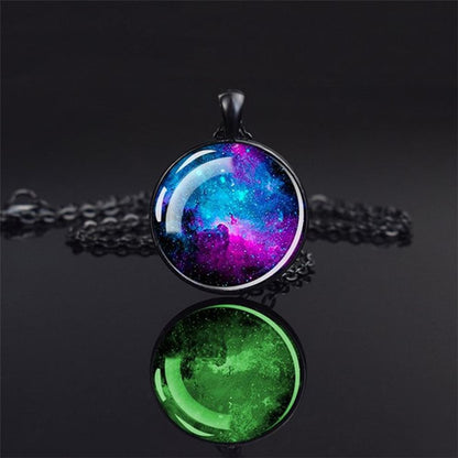 Unique Galaxy Nebula Black Necklace - Universe Jewelry - Glass Dome Pendent Necklace - Perfect Astronomy Lovers Gift