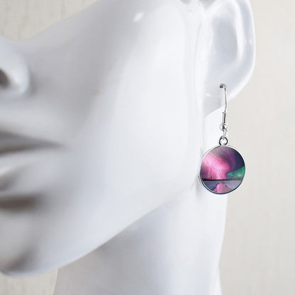 Unique Aurora Borealis Drop Earrings - Northern Lights Jewelry - Glass Cabochon Dangle Earrings - Perfect Aurora Lovers Gift 26