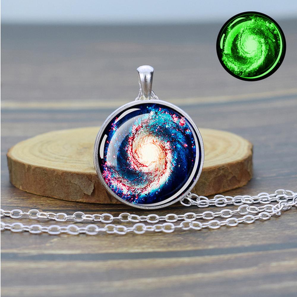 Unique Galaxy Nebula Silver Necklace - Universe Jewelry - Glass Dome Pendent Necklace - Perfect Astronomy Lovers Gift