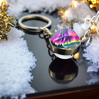 Aurora Borealis Keyring - Northern Light Jewelry - Double Side Glass Ball Key Chain - Perfect Aurora Lovers Gift 7