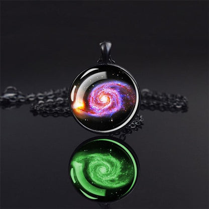 Unique Galaxy Nebula Black Necklace - Universe Jewelry - Glass Dome Pendent Necklace - Perfect Astronomy Lovers Gift