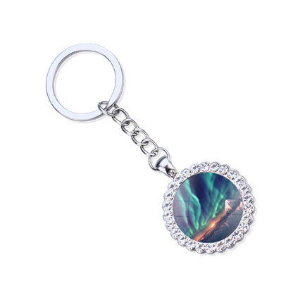 Aurora Borealis Silver Keyring - Northern Light Jewelry - Rhinestones Glass Key Chain - Perfect Aurora Lovers Gift 1