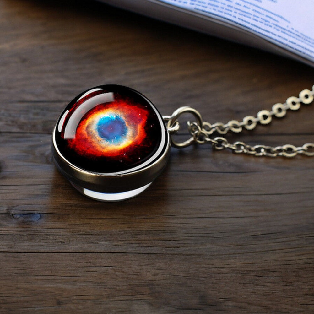 Unique Galaxy Nebula Silver Necklace - Universe Jewelry - Double Side Glass Ball Pendent Necklace - Perfect Astronomy Lovers Gift 6