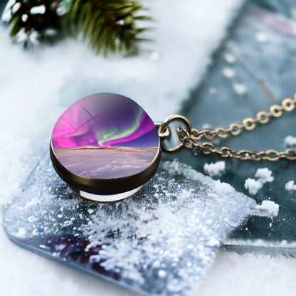Unique Aurora Borealis Silver Necklace - Northern Light Jewelry - Double Side Glass Ball Pendent Necklace - Perfect Aurora Lovers Gift 10