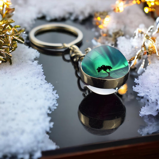 Aurora Borealis Keyring - Northern Light Jewelry - Double Side Glass Ball Key Chain - Perfect Aurora Lovers Gift 15