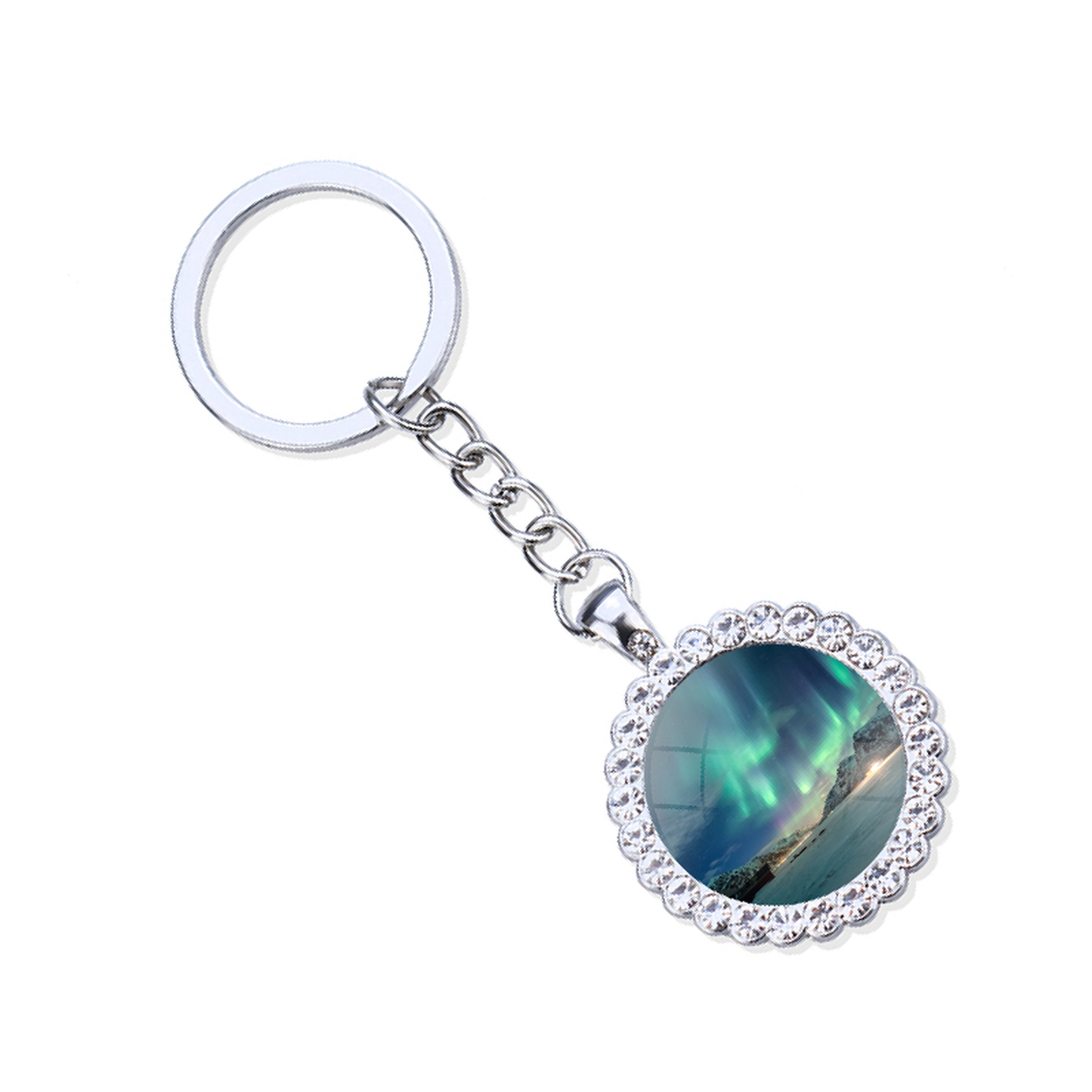 Aurora Borealis Silver Keyring - Northern Light Jewelry - Rhinestones Glass Key Chain - Perfect Aurora Lovers Gift 6