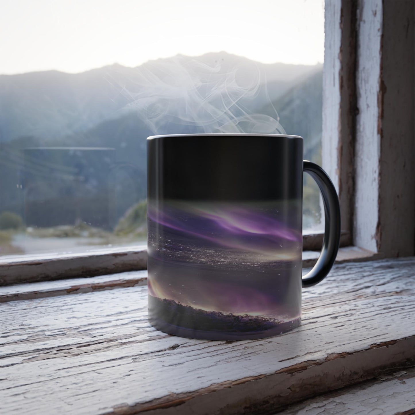 Enchanting Aurora Borealis Heat Sensitive Mug - Northern Lights Magic Color Morphing Mug 11oz - Heat Reactive Night Sky Coffee Cup - Perfect Gift for Nature Lovers 25