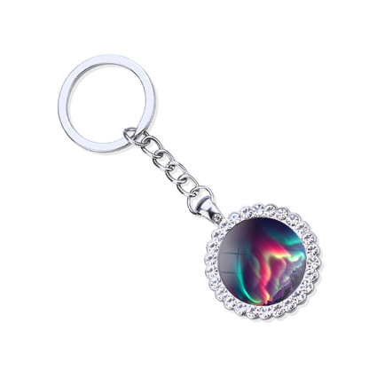 Aurora Borealis Silver Keyring - Northern Light Jewelry - Rhinestones Glass Key Chain - Perfect Aurora Lovers Gift 2