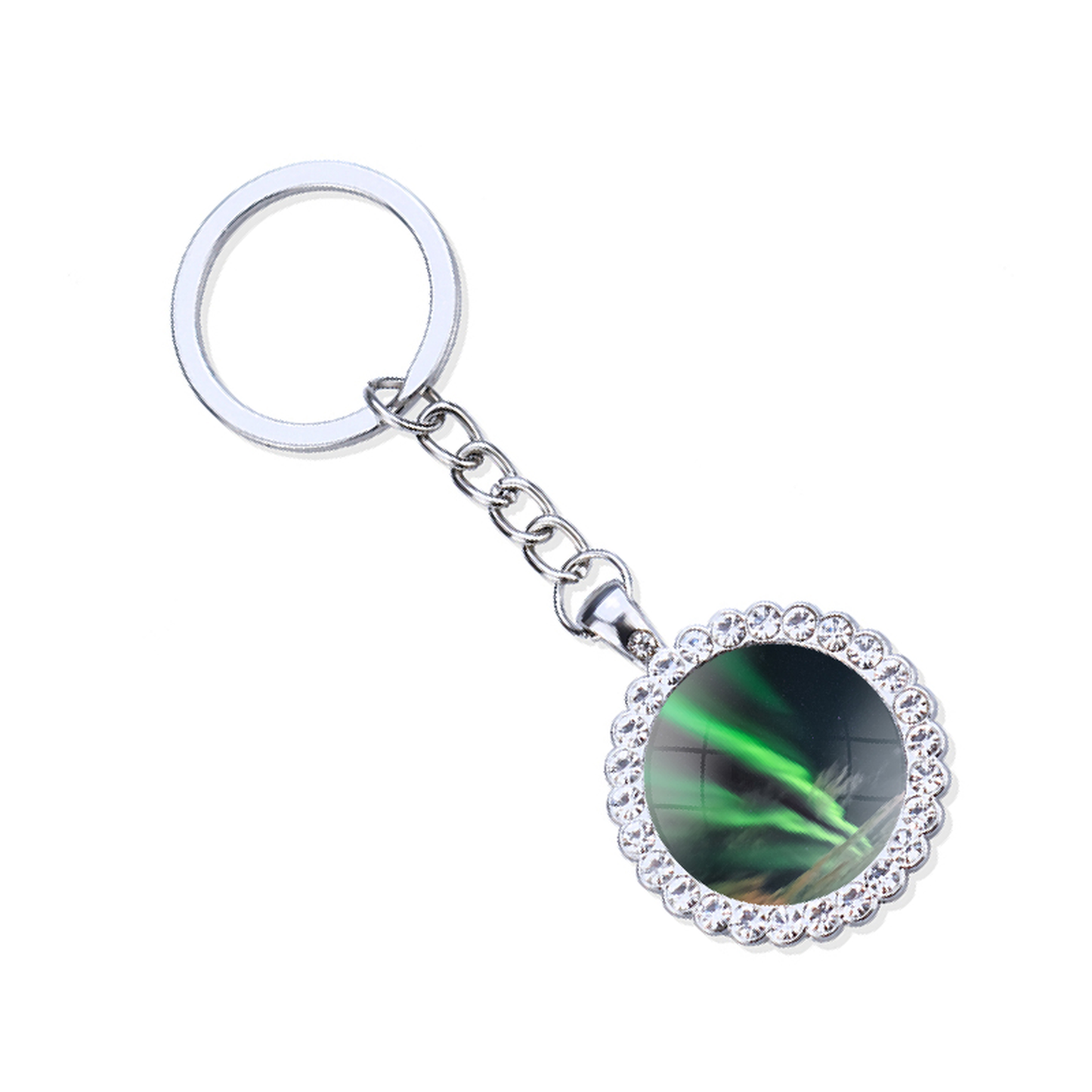 Aurora Borealis Silver Keyring - Northern Light Jewelry - Rhinestones Glass Key Chain - Perfect Aurora Lovers Gift 5