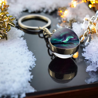 Aurora Borealis Keyring - Northern Light Jewelry - Double Side Glass Ball Key Chain - Perfect Aurora Lovers Gift 13
