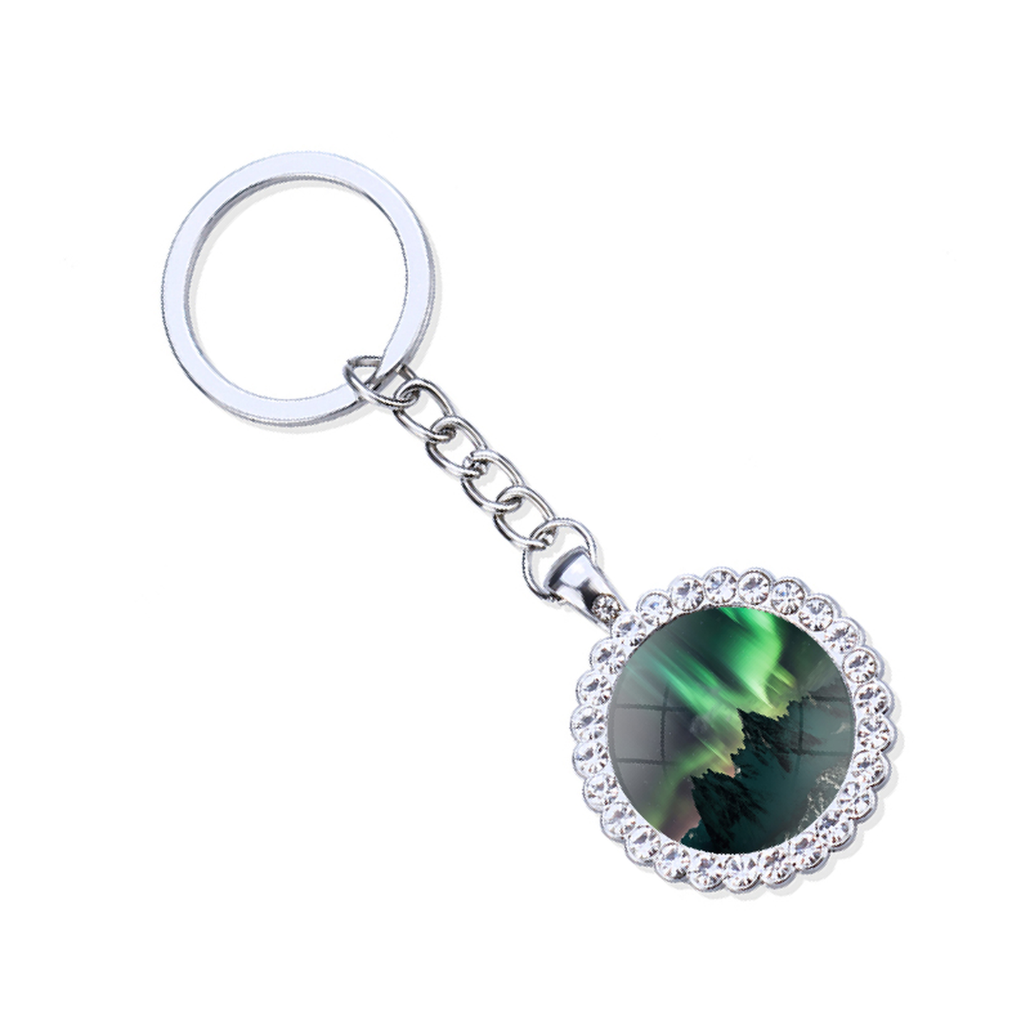Aurora Borealis Silver Keyring - Northern Light Jewelry - Rhinestones Glass Key Chain - Perfect Aurora Lovers Gift 8