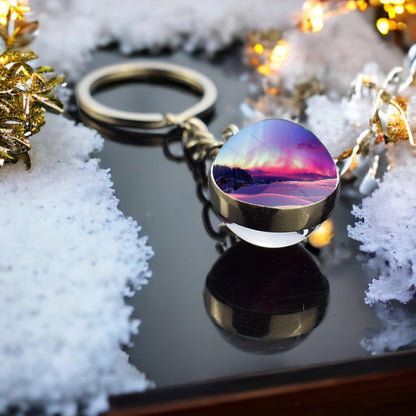 Aurora Borealis Keyring - Northern Light Jewelry - Double Side Glass Ball Key Chain - Perfect Aurora Lovers Gift 2