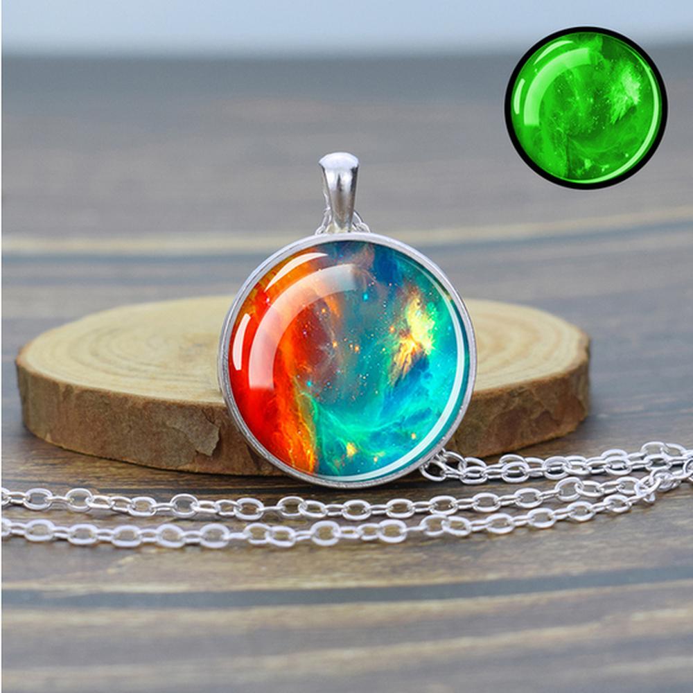 Unique Galaxy Nebula Silver Necklace - Universe Jewelry - Glass Dome Pendent Necklace - Perfect Astronomy Lovers Gift