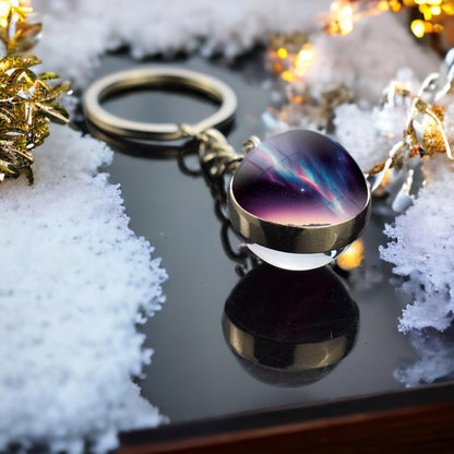 Aurora Borealis Keyring - Northern Light Jewelry - Double Side Glass Ball Key Chain - Perfect Aurora Lovers Gift 11