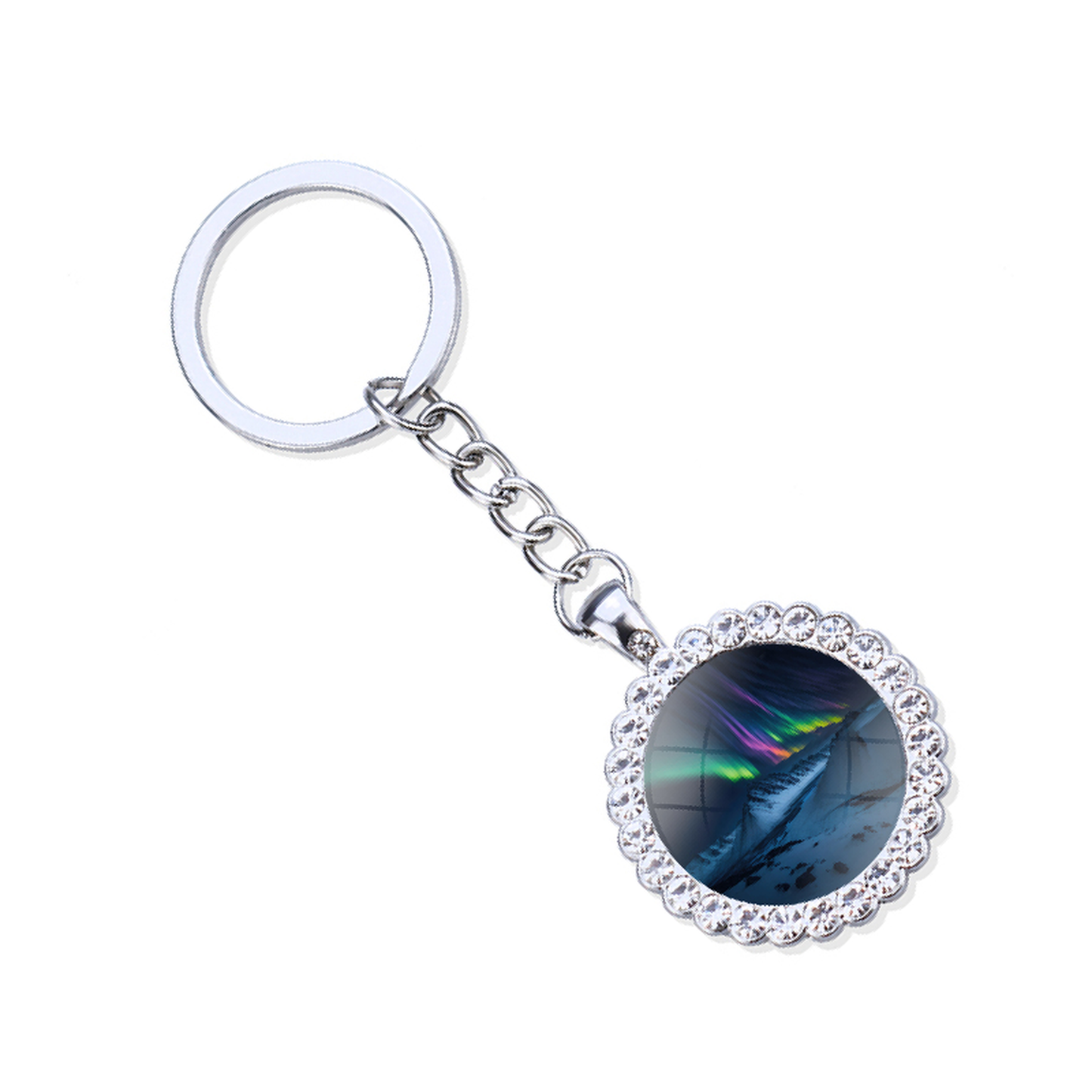 Aurora Borealis Silver Keyring - Northern Light Jewelry - Rhinestones Glass Key Chain - Perfect Aurora Lovers Gift 12