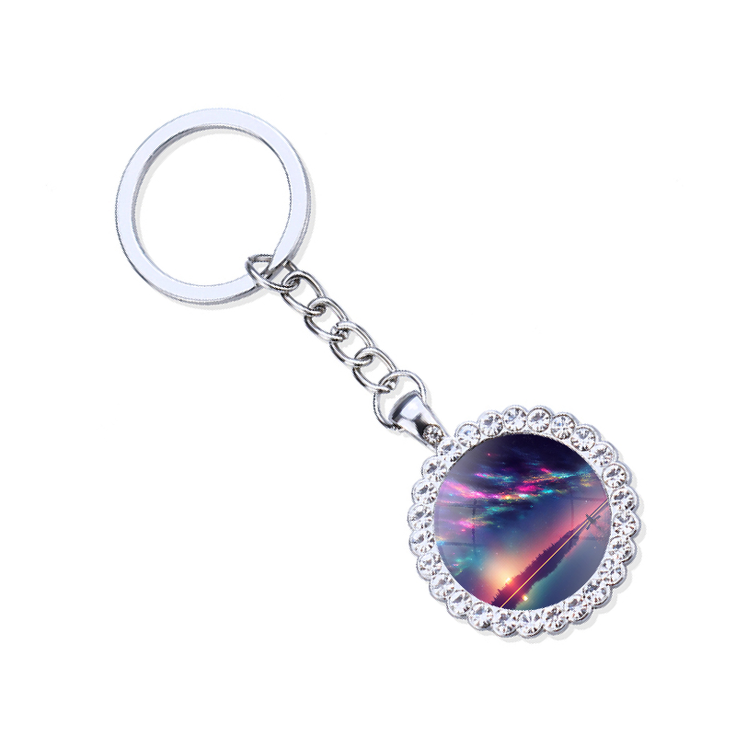 Aurora Borealis Silver Keyring - Northern Light Jewelry - Rhinestones Glass Key Chain - Perfect Aurora Lovers Gift 11