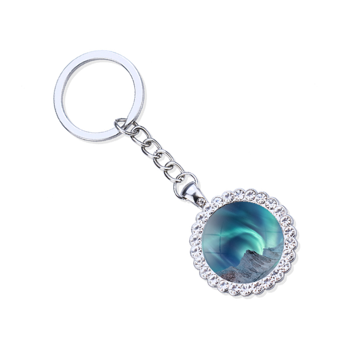 Aurora Borealis Silver Keyring - Northern Light Jewelry - Rhinestones Glass Key Chain - Perfect Aurora Lovers Gift 3