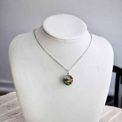 Unique Aurora Borealis Silver Necklace - Northern Light Jewelry - Double Side Glass Ball Pendent Necklace - Perfect Aurora Lovers Gift 14