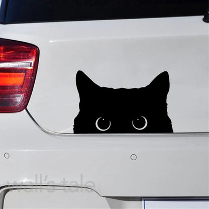 Peeking Cat Vinyl Sticker Car Bumper Window Decals , Funny Cute Cat Peekers Decal Laptop Phone Decorative Removable Stickers