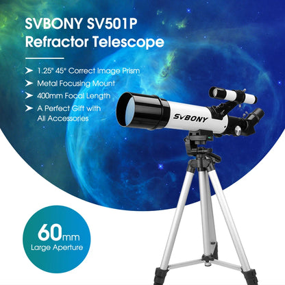 SV501P Astronomical Refractor - Beginner-Friendly Telescope for Moon, Planetary & Aurora Borealis Observation - Ideal Gift for Stargazers