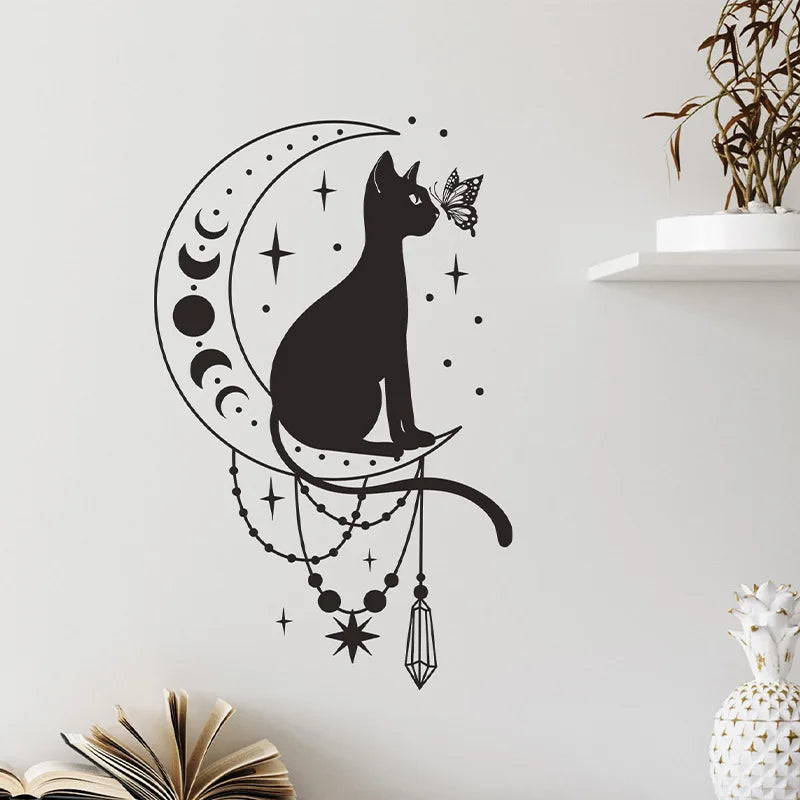 Cartoon Cat Butterfly Moon Bedroom Living Room Home Beautification Decorative Wall Stickers Wholesale Wall Decoration