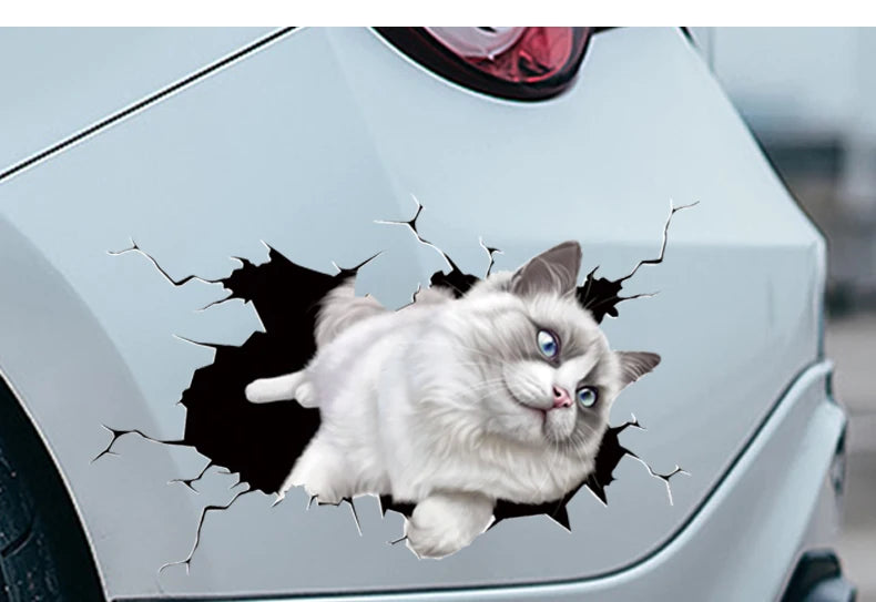 Car Stickers Creative 3D Cat Funny Car Body Scratch Masking Stickers Animal Styling Stickers Decoration Car Accessories