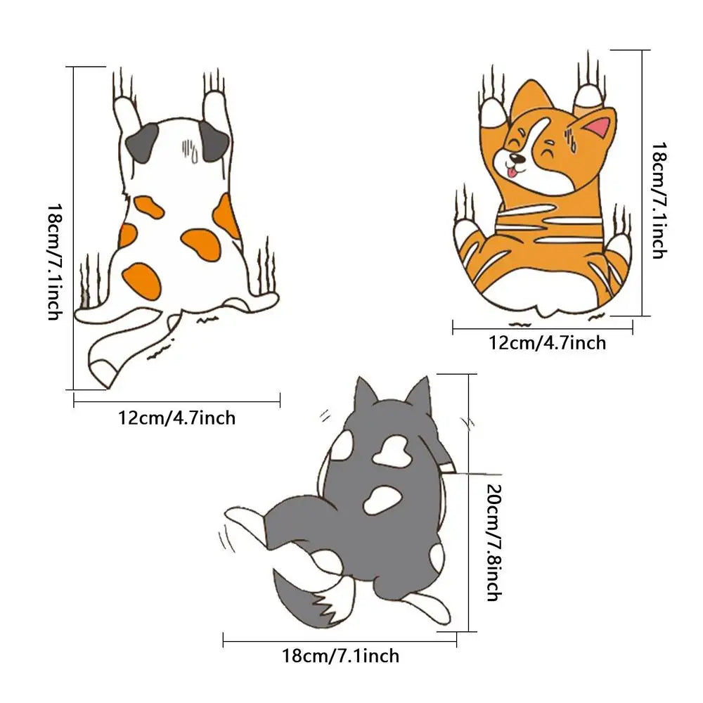 3pcs Car Universal Whole Body Fun Personality Funny Pet Cat Car Stickers Scratches White Cat Car Stickers Home Decoration Party