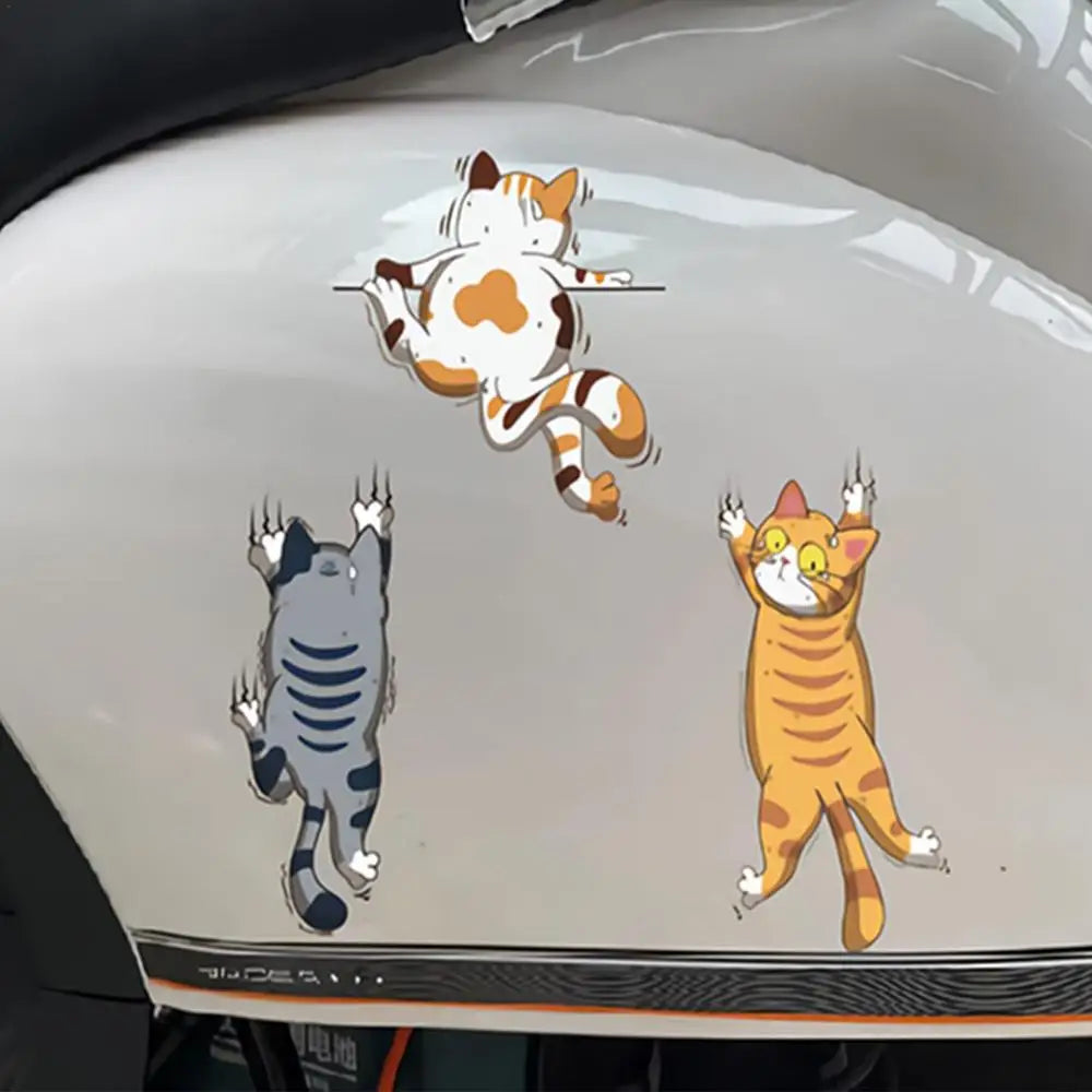 3pcs Car Universal Whole Body Fun Personality Funny Pet Cat Car Stickers Scratches White Cat Car Stickers Home Decoration Party