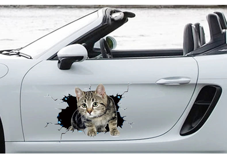 Car Stickers Creative 3D Cat Funny Car Body Scratch Masking Stickers Animal Styling Stickers Decoration Car Accessories