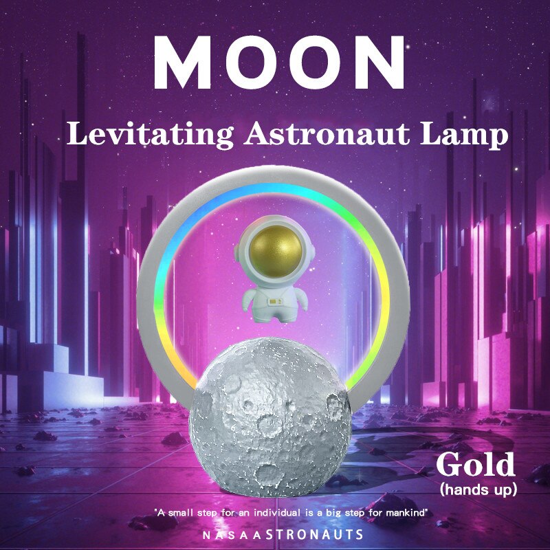 Astronaut Night Lights Magnetic Levitation Table Lamp with Bluetooth Speaker RGB Ambient Light For kid Bedroom Decor Gift