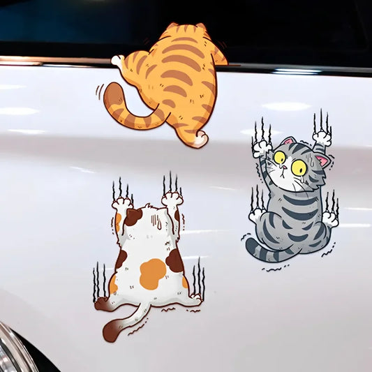 3pcs Funny Pet Cat Car Stickers Climbing Cats Animal Styling Stickers Decoration Auto Body Creative Decals Decor Accessories