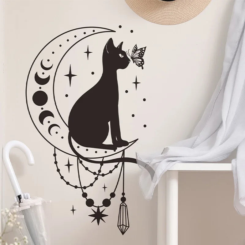 Cartoon Cat Butterfly Moon Bedroom Living Room Home Beautification Decorative Wall Stickers Wholesale Wall Decoration