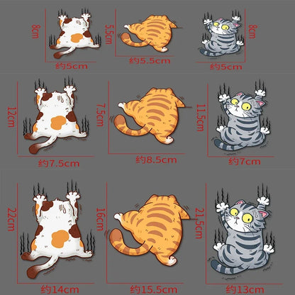 3pcs Funny Pet Cat Car Stickers Climbing Cats Animal Styling Stickers Decoration Auto Body Creative Decals Decor Accessories