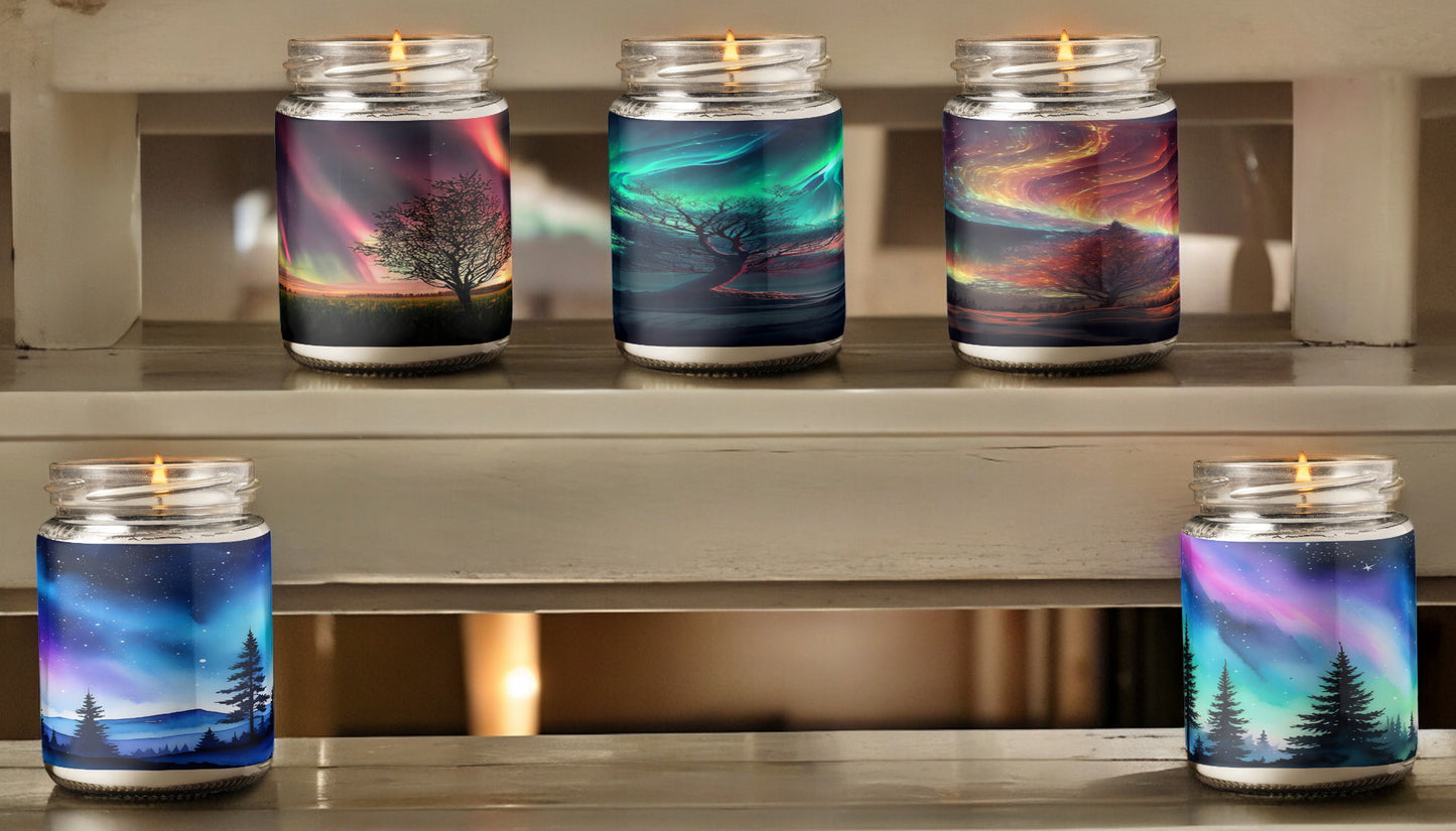 Aurora Borealis Scented Candle | 8oz Candle Jar | Lotus & Green Tea & Lavender Scents | Northern Light Souvenir | Night Sky Charm | Amazing Soft Scents | Perfect Aurora Lovers Gift