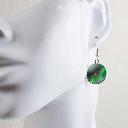 Luminous Aurora Borealis Drop-örhängen - Northern Lights-smycken - Unika Cabochon Dangle-örhängen i glas - Perfekt Aurora Lovers-present