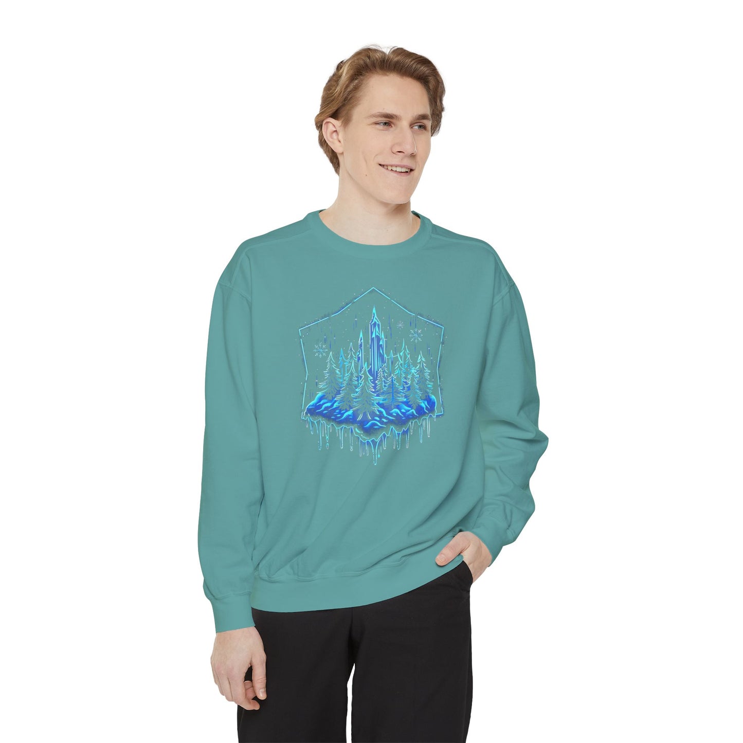 Snowflake Winter Snow Unisex Garment-Dyed Sweatshirt - Magical Night Starry Sky Nature Adventure Holiday - Autumn Fall T-shirt - Nature Gift