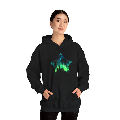 Aurora Borealis Unisex Heavy Blend™ Hooded Sweatshirt - Northern Lights Arctic Magical Night Starry Sky Forest Tree Nature Adventure - Autumn Fall T-shirt - Aurora Gift