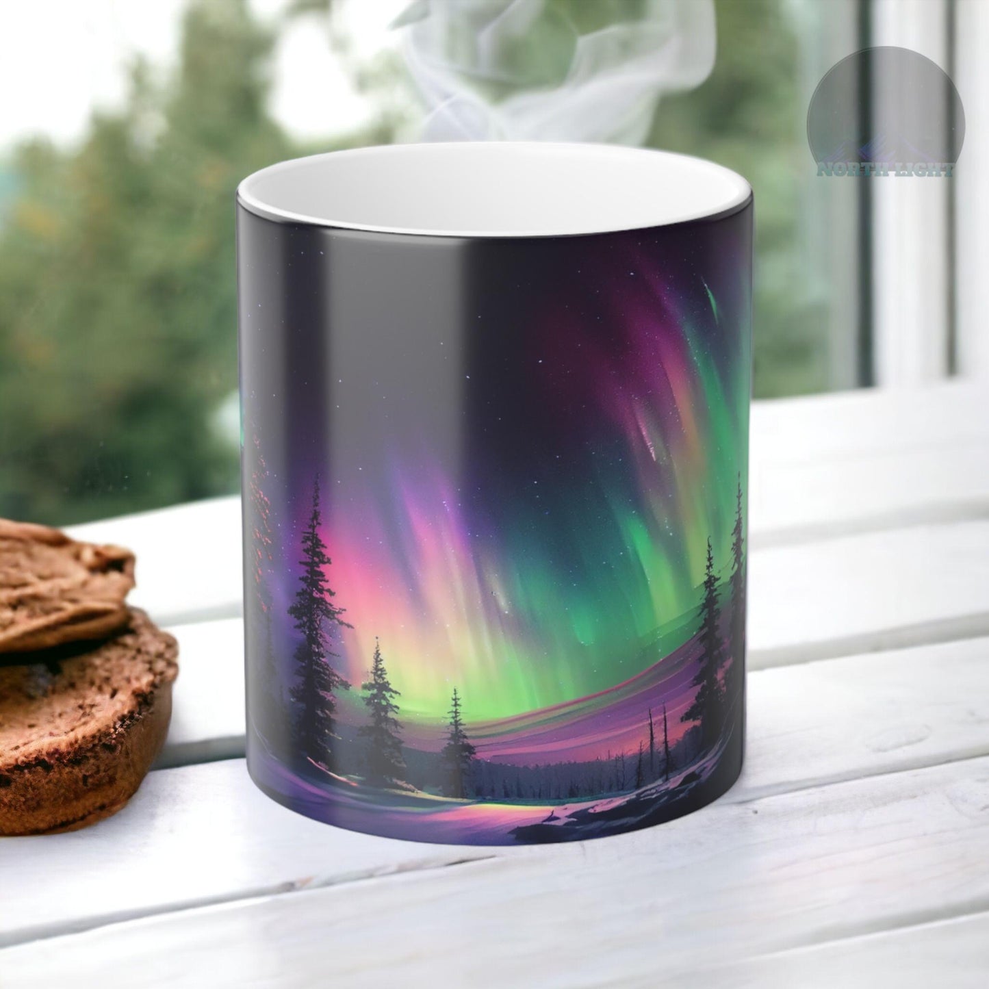 Enchanting Aurora Borealis karstumjutīga krūze - Northern Lights Magic Color Morphing krūze 11 unces - Heat Reactive Night Sky kafijas tase - lieliska dāvana dabas mīļotājiem