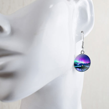 Unique Aurora Borealis Drop Earrings - Northern Lights Jewelry - Glass Cabochon Dangle Earrings - Perfect Aurora Lovers Gift 29